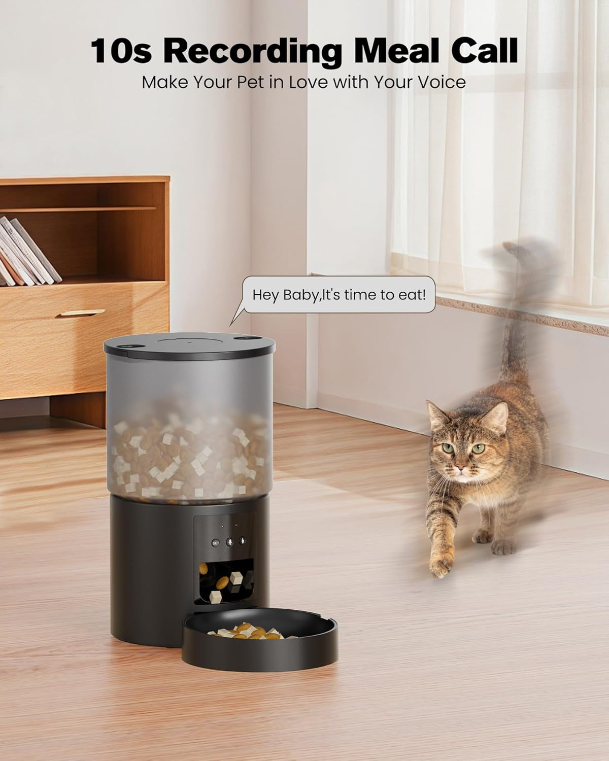 Distributore Automatico Cibo Gatti Cani Wifi: Dosatore Crocchette per Animali Domestici Con 10S Registrazione - Mangiatoia Automatica per Cibo Distributore Crocchette Gatto Timer Nero 4L