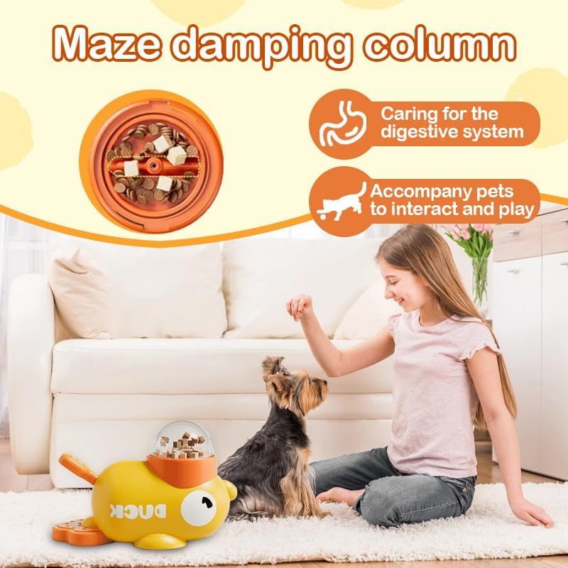 Duck Shaped Dog Treat Dispenser,Interactive Pet Automatic Feeder Toy,Duck Treat Dispenser, Duck Shape Pet Slow Feeder per Gatti Strumento Di Alimentazione Del Cane Tratta, Riduce Il Gonfiore & Anti-In