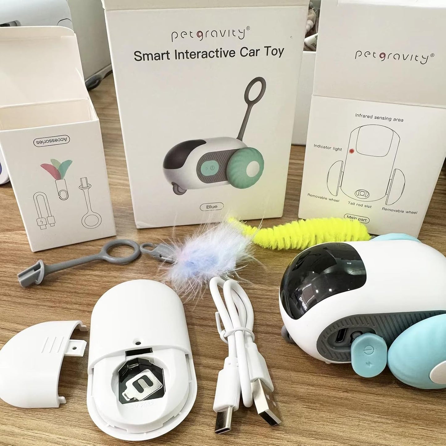 Giocattolo per Gatti Elettrico Con Telecomando, Giocattolo Elettrico per Gatti, Giocattolo Interattivo, Palla Intelligente Con 2 Modalità, Regalo Di Gatti Giochi (Blu)