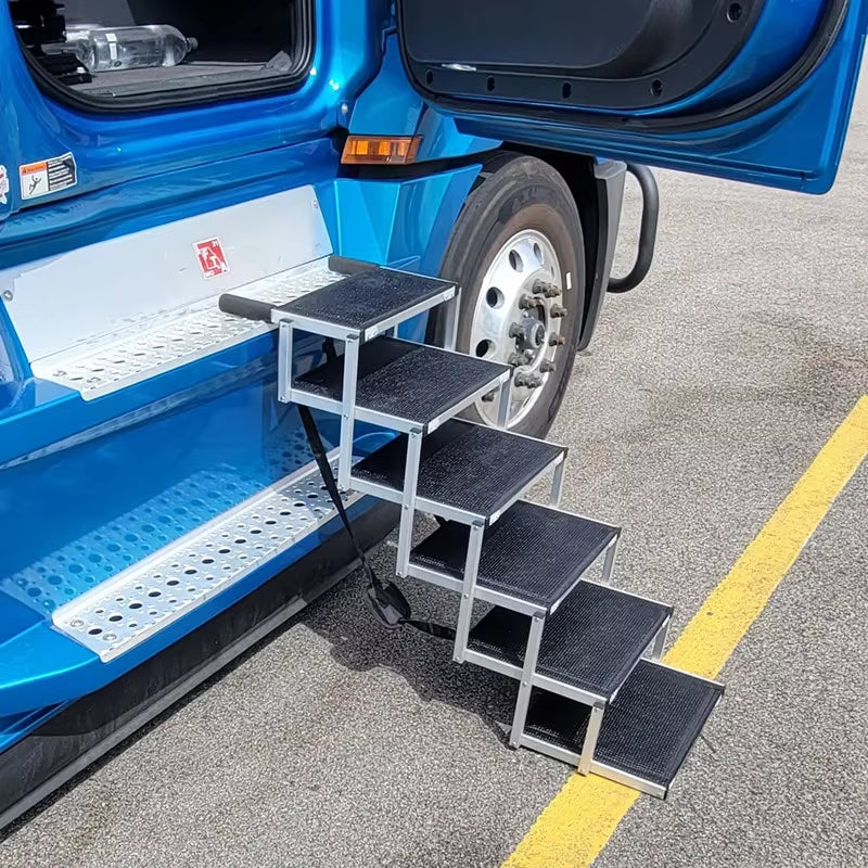 5/6 Steps Dog Ramp Pet Step Stairs with Nonslip Surface Aluminum Fram Cat Dog Ladder for Beds Trucks Cars SUV Support 200 Lbs
