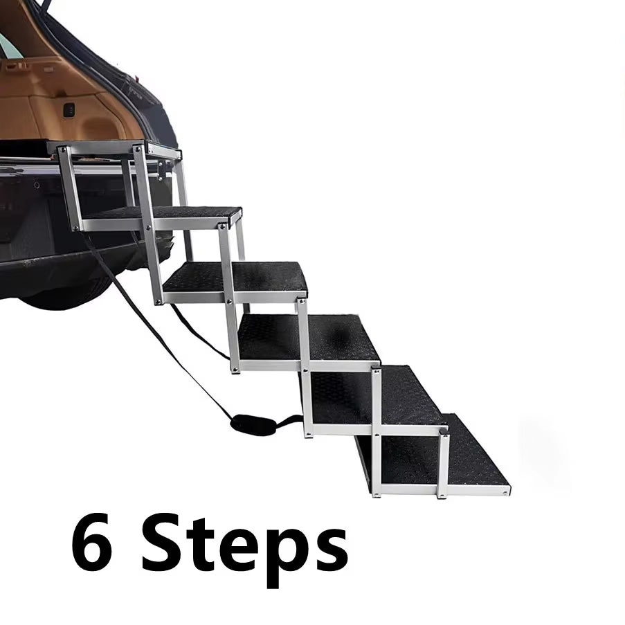 5/6 Steps Dog Ramp Pet Step Stairs with Nonslip Surface Aluminum Fram Cat Dog Ladder for Beds Trucks Cars SUV Support 200 Lbs