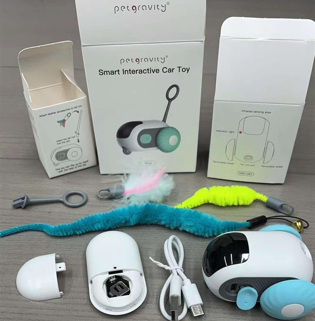 Giocattolo per Gatti Elettrico Con Telecomando, Giocattolo Elettrico per Gatti, Giocattolo Interattivo, Palla Intelligente Con 2 Modalità, Regalo Di Gatti Giochi (Blu)