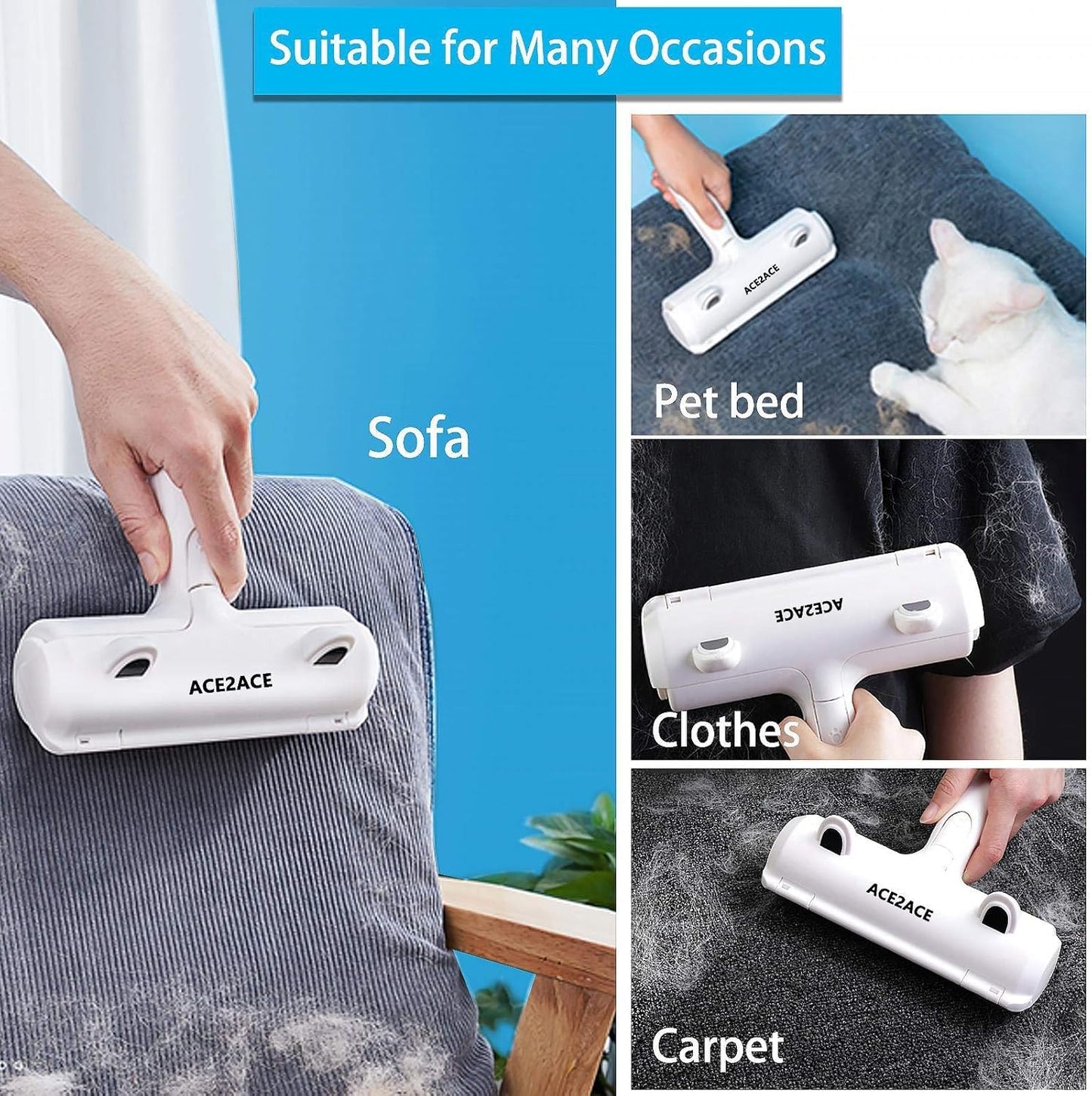 Spazzola Togli Peli Animali, Spazzola Peli Cane E Gatto, Leva Peli Animali Domestici, Rimuovi E Raccogli Peli Animali, Riutilizzabile Rullo Spazzola per Cuccia, Tappeti, Divani, Vestiti