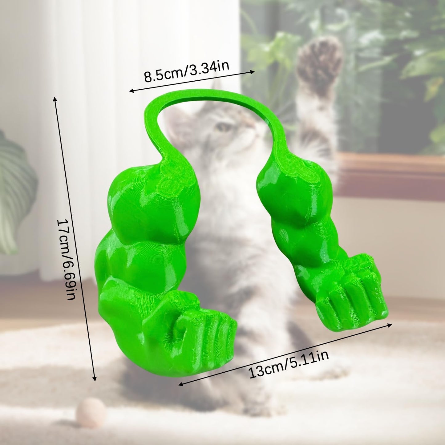Creative Cat Muscle Arms,Halloween Cat Costume Accessory,3D Printed Cat'S Neck Arm with Muscle,Funny Muscle Arms for Cats,Pet Costume for Kitten Birthday Party(Green)