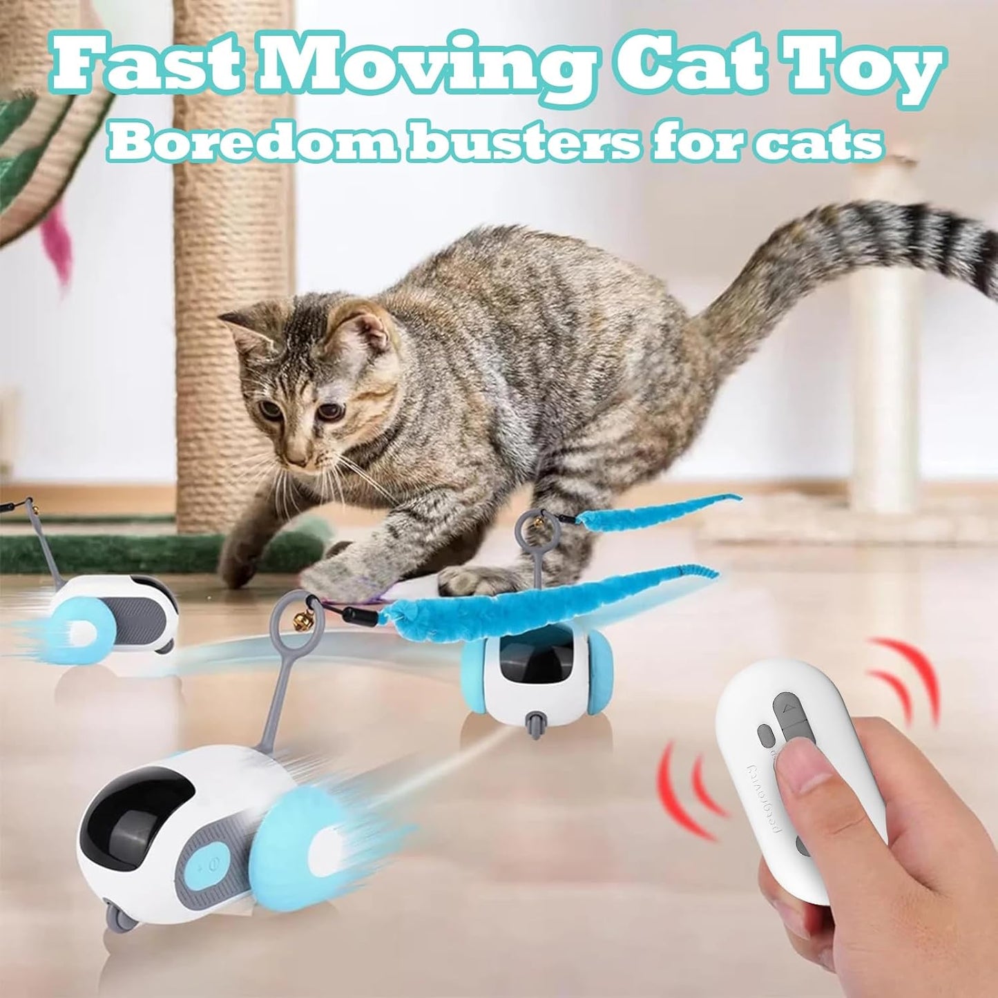 Giocattolo per Gatti Elettrico Con Telecomando, Giocattolo Elettrico per Gatti, Giocattolo Interattivo, Palla Intelligente Con 2 Modalità, Regalo Di Gatti Giochi (Blu)