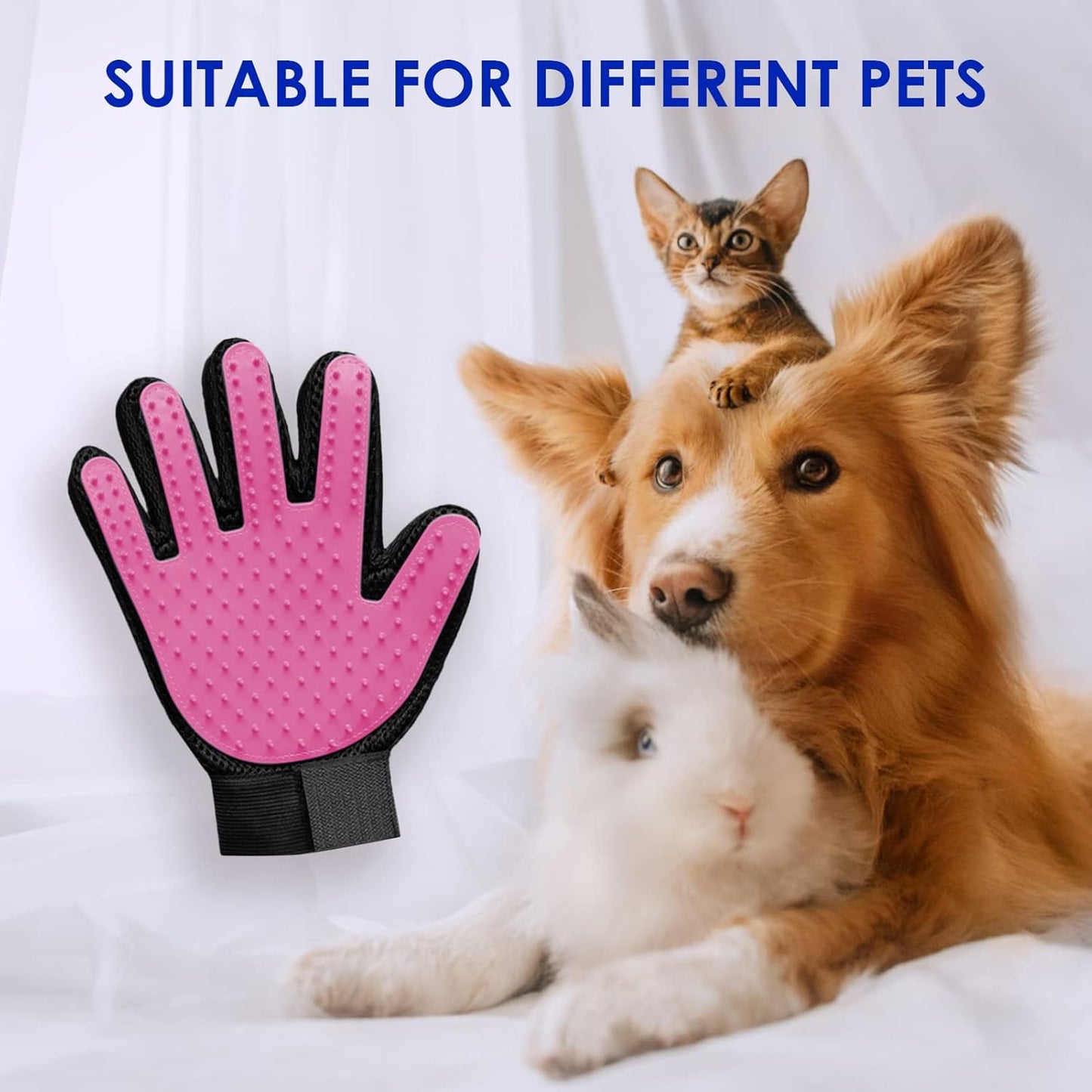 Guanto per Pulizia Pelo Animali Spazzola, Animali Domestici per La Toelettatura, Con Design Migliorato a Cinque Dita, La Efficace Rimozione Dei Peli Di Cani Gatto,Massaggio Pulizia (Verde)