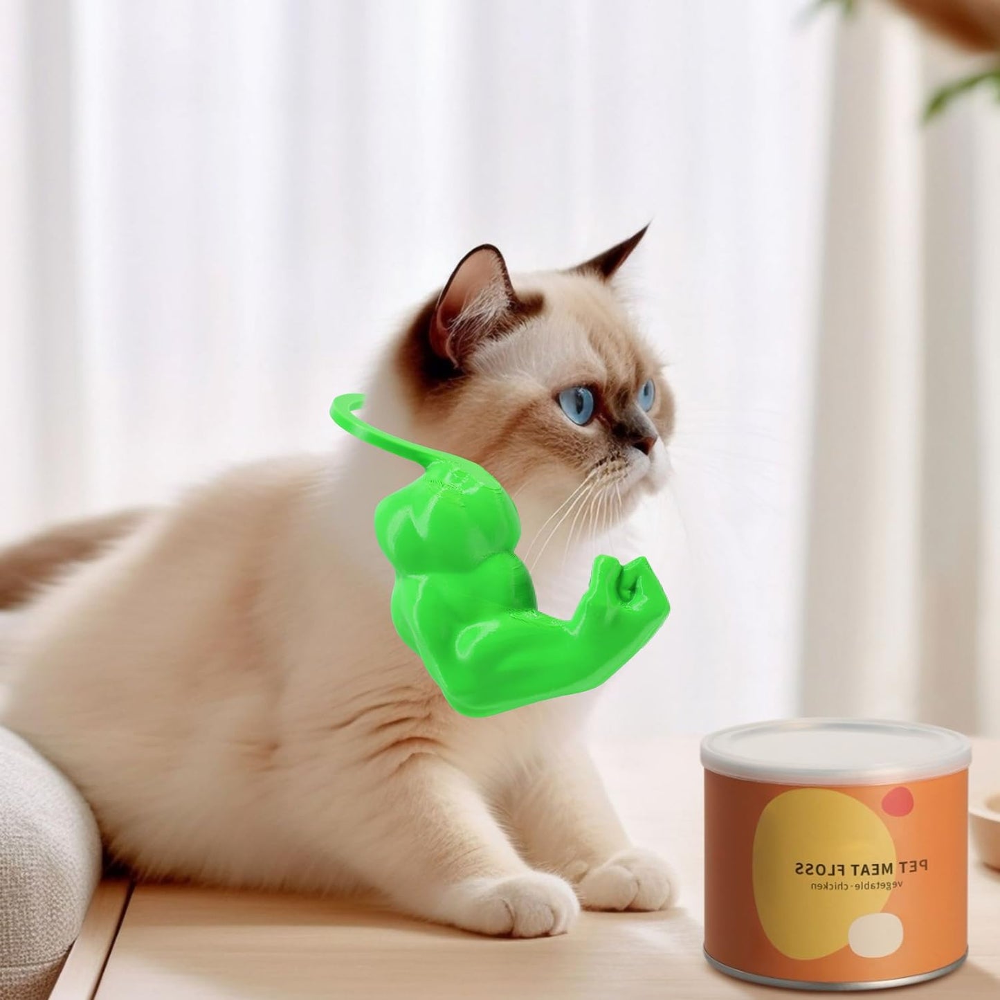 Creative Cat Muscle Arms,Halloween Cat Costume Accessory,3D Printed Cat'S Neck Arm with Muscle,Funny Muscle Arms for Cats,Pet Costume for Kitten Birthday Party(Green)