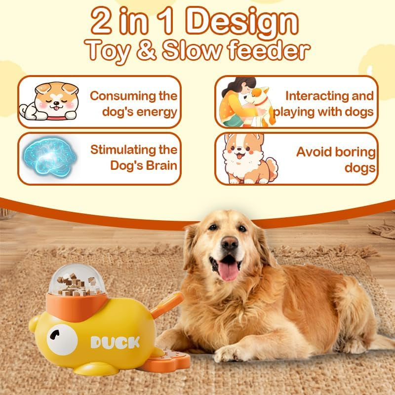 Duck Shaped Dog Treat Dispenser,Interactive Pet Automatic Feeder Toy,Duck Treat Dispenser, Duck Shape Pet Slow Feeder per Gatti Strumento Di Alimentazione Del Cane Tratta, Riduce Il Gonfiore & Anti-In