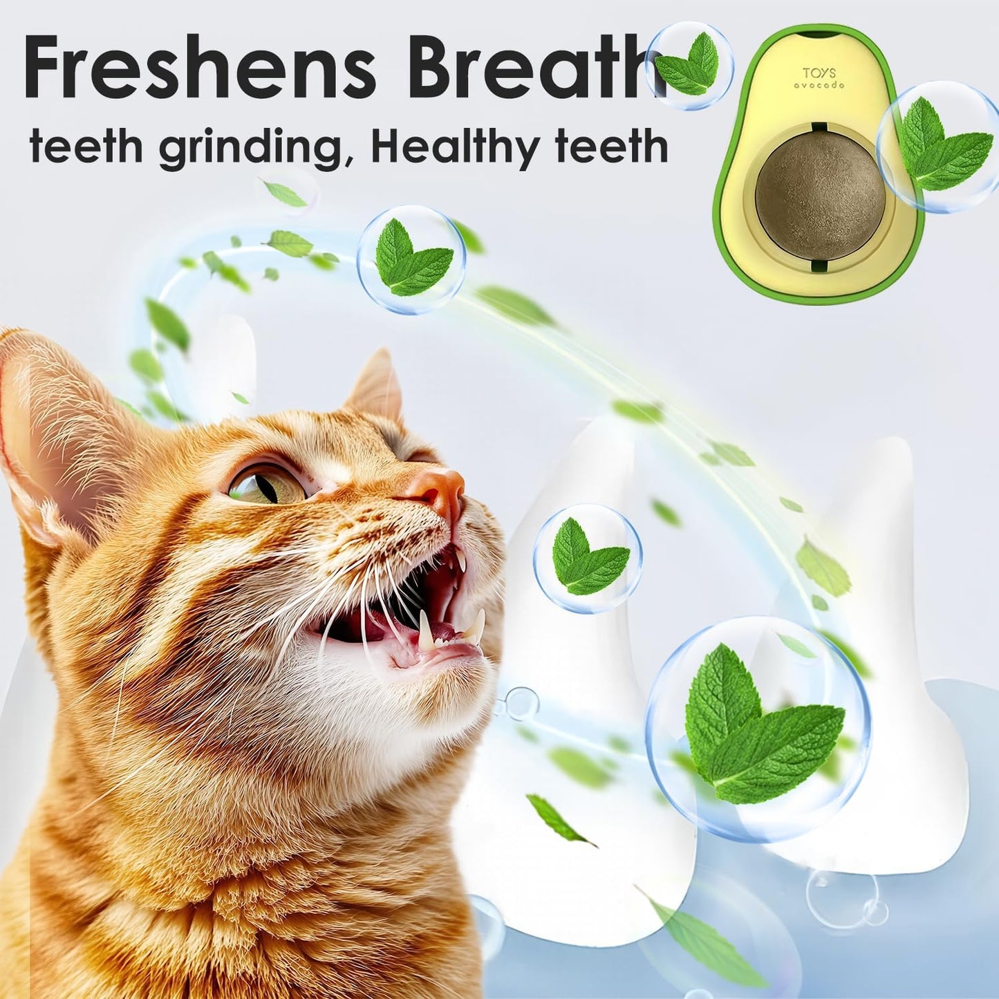 Cat Nip Ball, Catnip Wall Balls Snack Teeth Washing Healthy Rotatable Treats Toys, Kitten Playing Toy for Indoor, Cats Soothing Catnip (Avocado)