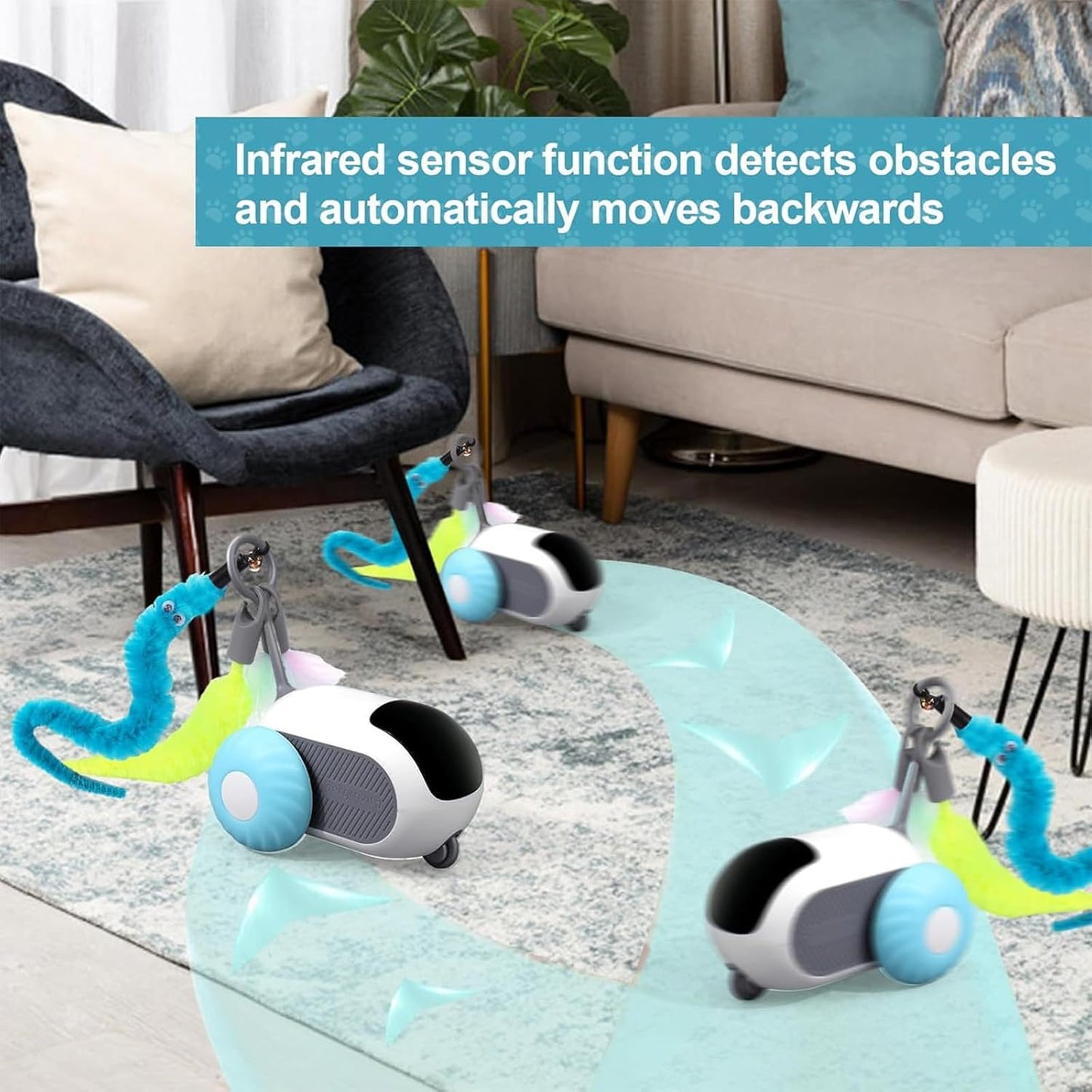 Giocattolo per Gatti Elettrico Con Telecomando, Giocattolo Elettrico per Gatti, Giocattolo Interattivo, Palla Intelligente Con 2 Modalità, Regalo Di Gatti Giochi (Blu)