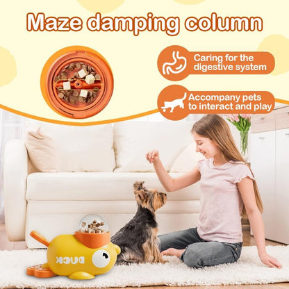 Duck Shaped Dog Treat Dispenser,Interactive Pet Automatic Feeder Toy,Duck Treat Dispenser, Duck Shape Pet Slow Feeder per Gatti Strumento Di Alimentazione Del Cane Tratta, Riduce Il Gonfiore & Anti-In