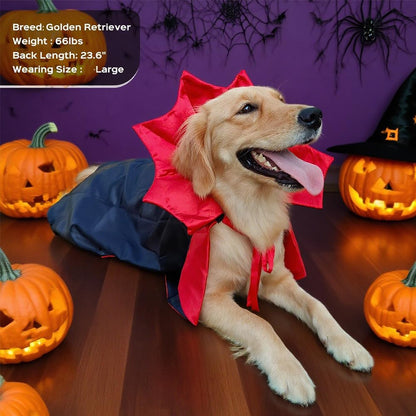 Dog Halloween Costume Large Breed,Adjustable XL XXL Big Dog Vampire Costumes,Golden Retriever German Shepherd Halloween Costume Black Red (Black, Large)