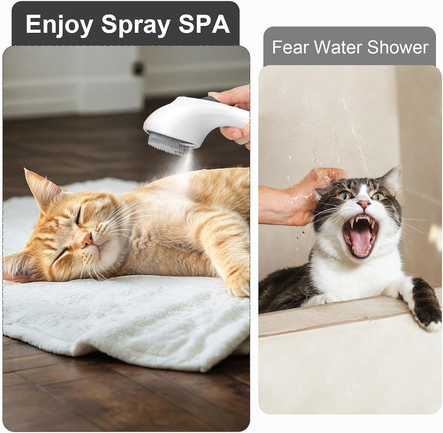 Spazzola a Vapore per Gatti E Cani Con Pulsante Di Rilascio, [Design Ultra-Silenzioso/Manico Ergonomico] Spazzola a Vapore Ricaricabile per Animali Domestici,Spazzola per Gatti, Cani Conigli
