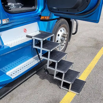 5/6 Steps Dog Ramp Pet Step Stairs with Nonslip Surface Aluminum Fram Cat Dog Ladder for Beds Trucks Cars SUV Support 200 Lbs