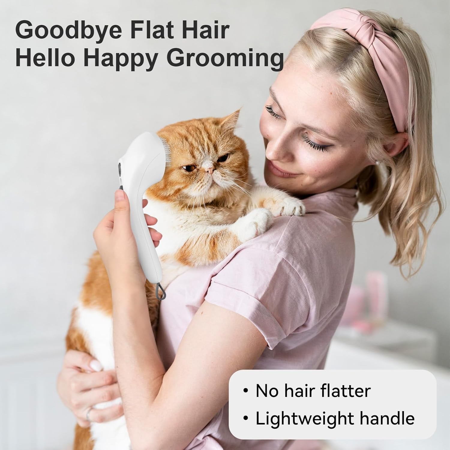 Spazzola a Vapore per Gatti E Cani Con Pulsante Di Rilascio, [Design Ultra-Silenzioso/Manico Ergonomico] Spazzola a Vapore Ricaricabile per Animali Domestici,Spazzola per Gatti, Cani Conigli