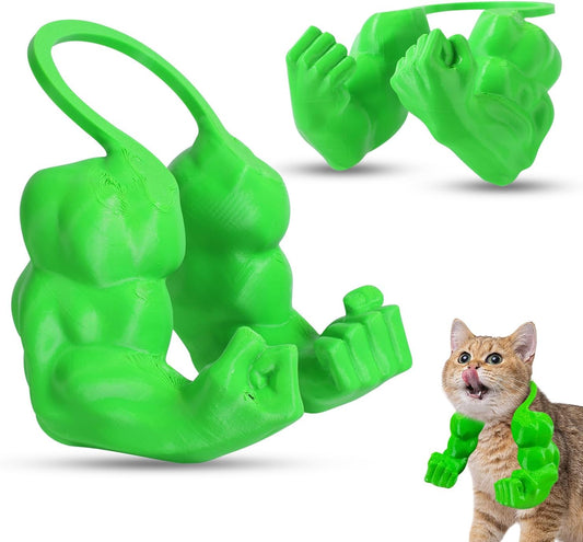 Creative Cat Muscle Arms,Halloween Cat Costume Accessory,3D Printed Cat'S Neck Arm with Muscle,Funny Muscle Arms for Cats,Pet Costume for Kitten Birthday Party(Green)