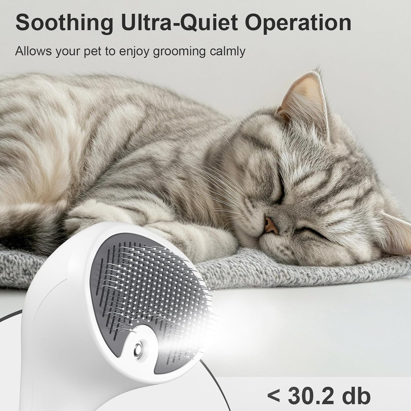 Spazzola a Vapore per Gatti E Cani Con Pulsante Di Rilascio, [Design Ultra-Silenzioso/Manico Ergonomico] Spazzola a Vapore Ricaricabile per Animali Domestici,Spazzola per Gatti, Cani Conigli