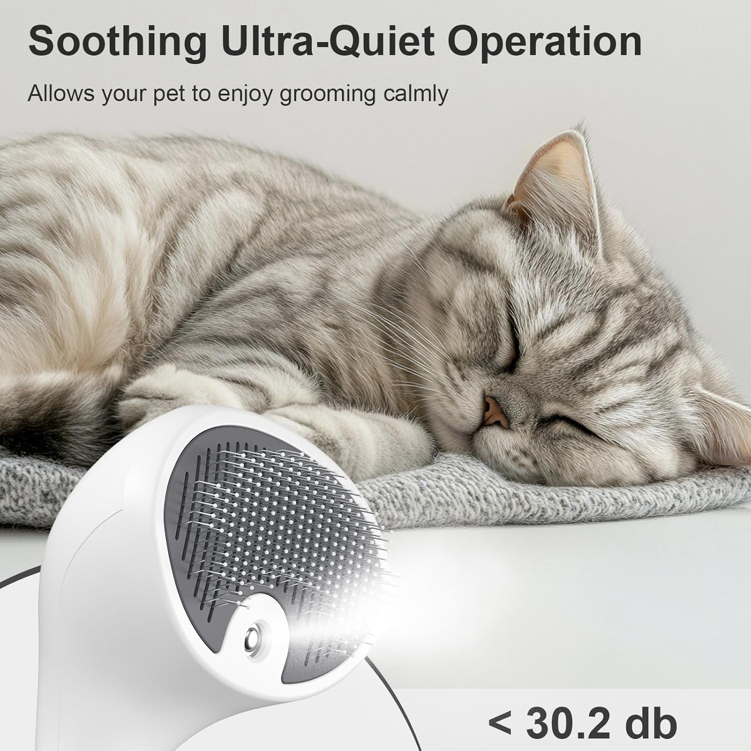 Spazzola a Vapore per Gatti E Cani Con Pulsante Di Rilascio, [Design Ultra-Silenzioso/Manico Ergonomico] Spazzola a Vapore Ricaricabile per Animali Domestici,Spazzola per Gatti, Cani Conigli