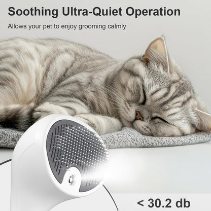 Spazzola a Vapore per Gatti E Cani Con Pulsante Di Rilascio, [Design Ultra-Silenzioso/Manico Ergonomico] Spazzola a Vapore Ricaricabile per Animali Domestici,Spazzola per Gatti, Cani Conigli