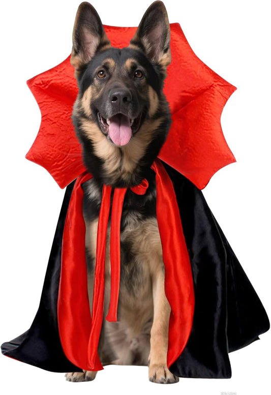 Dog Halloween Costume Large Breed,Adjustable XL XXL Big Dog Vampire Costumes,Golden Retriever German Shepherd Halloween Costume Black Red (Black, Large)